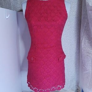 BeBe Retro Form Fitted Laceover Cocktail  Dress